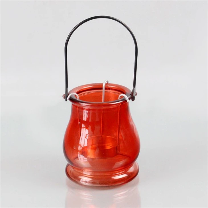 Orange Glass Candle Holder Handle