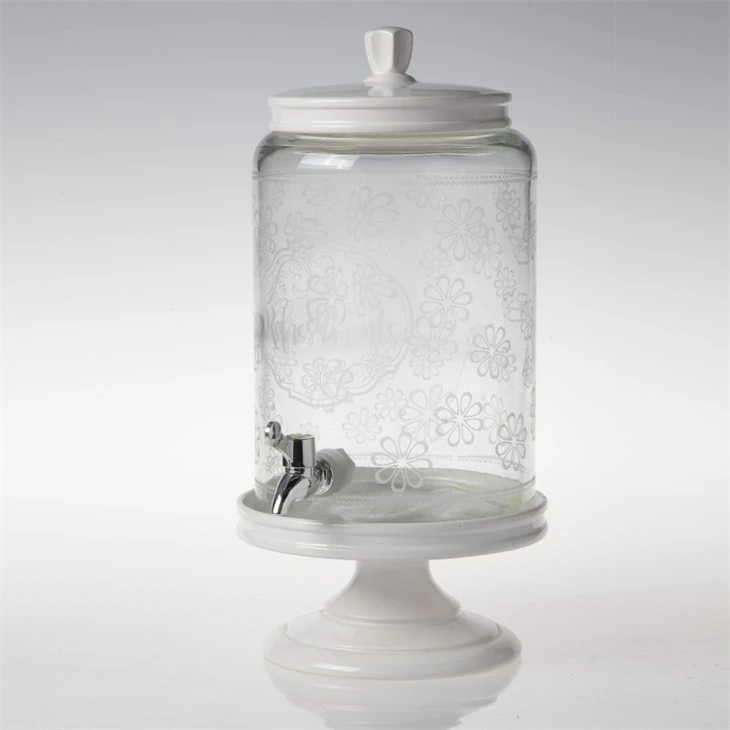 Dispensador de begudes de vidre transparent amb tapa