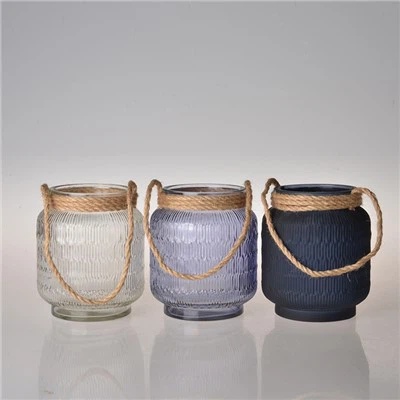 Porta espelmes gerro amb mànec de palla