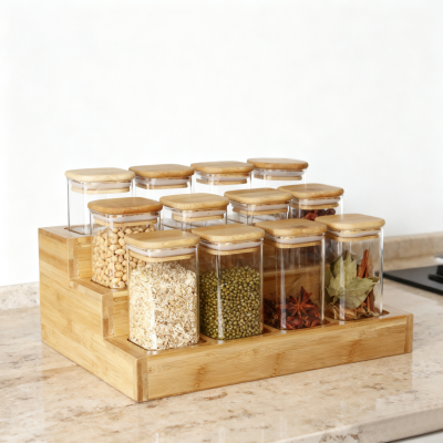 Conjunt de recipients de vidre quadrat de 12 peces
