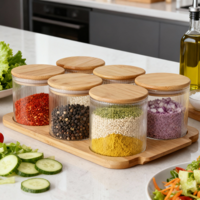 Conjunt de pots de vidre rodons de 750 ml